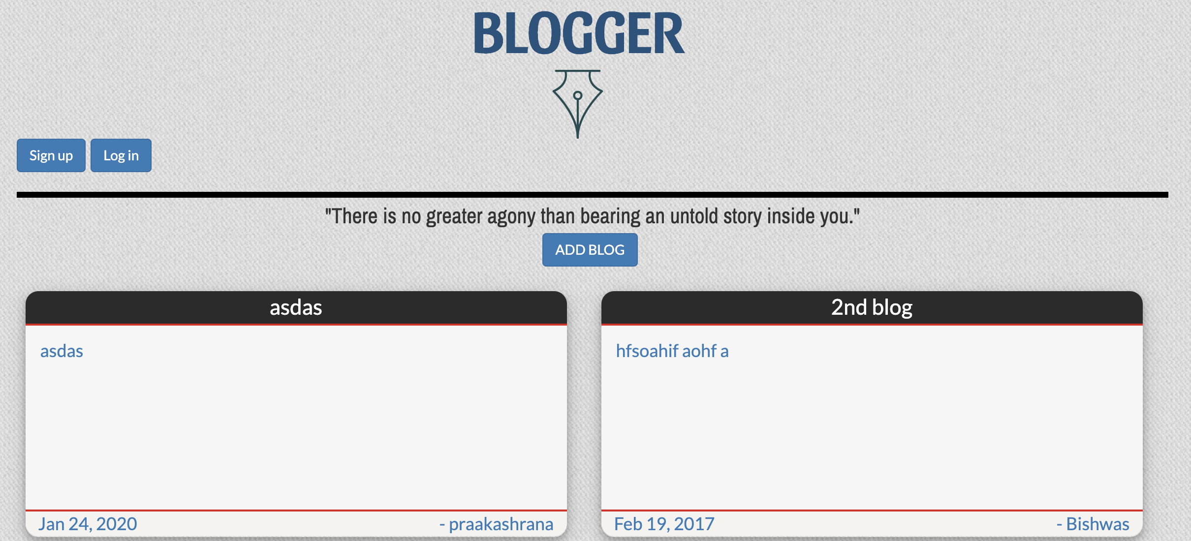 multi-user blog screen shot